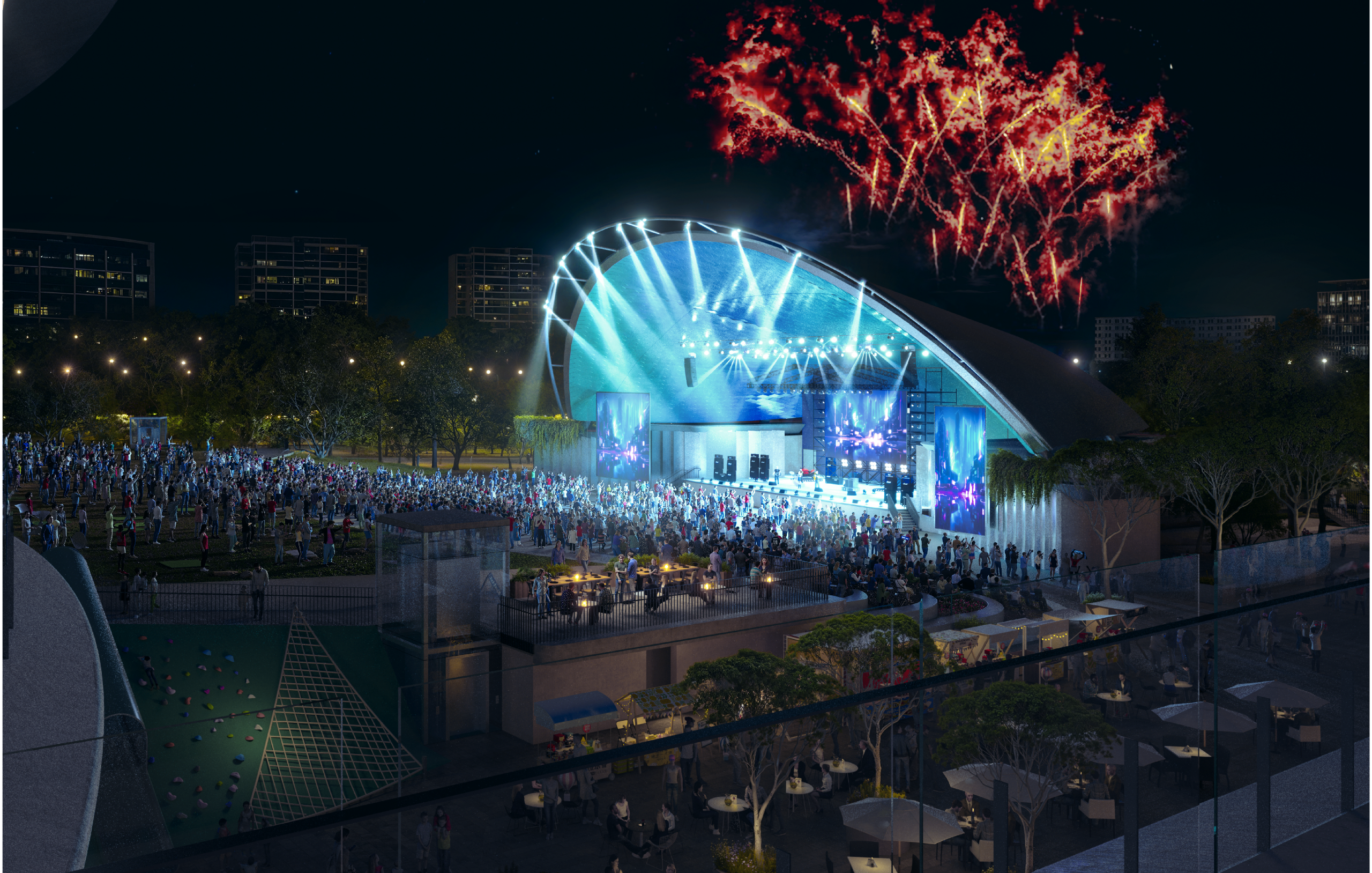 Ampitheatre at night: Ampitheatre visualisation night