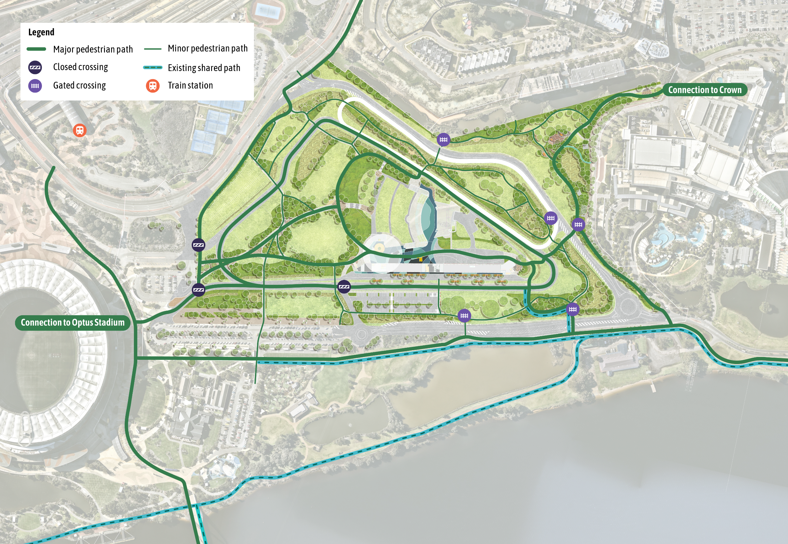 Pedestrian paths in the precinct: Pedestrian paths in the precinct